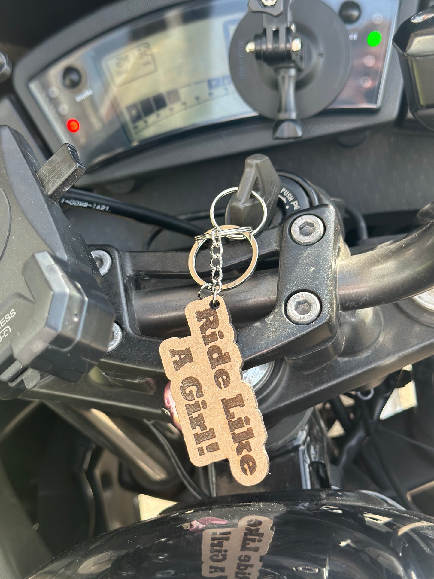 Ride Like a Girl Wooden Keyring Keychain
