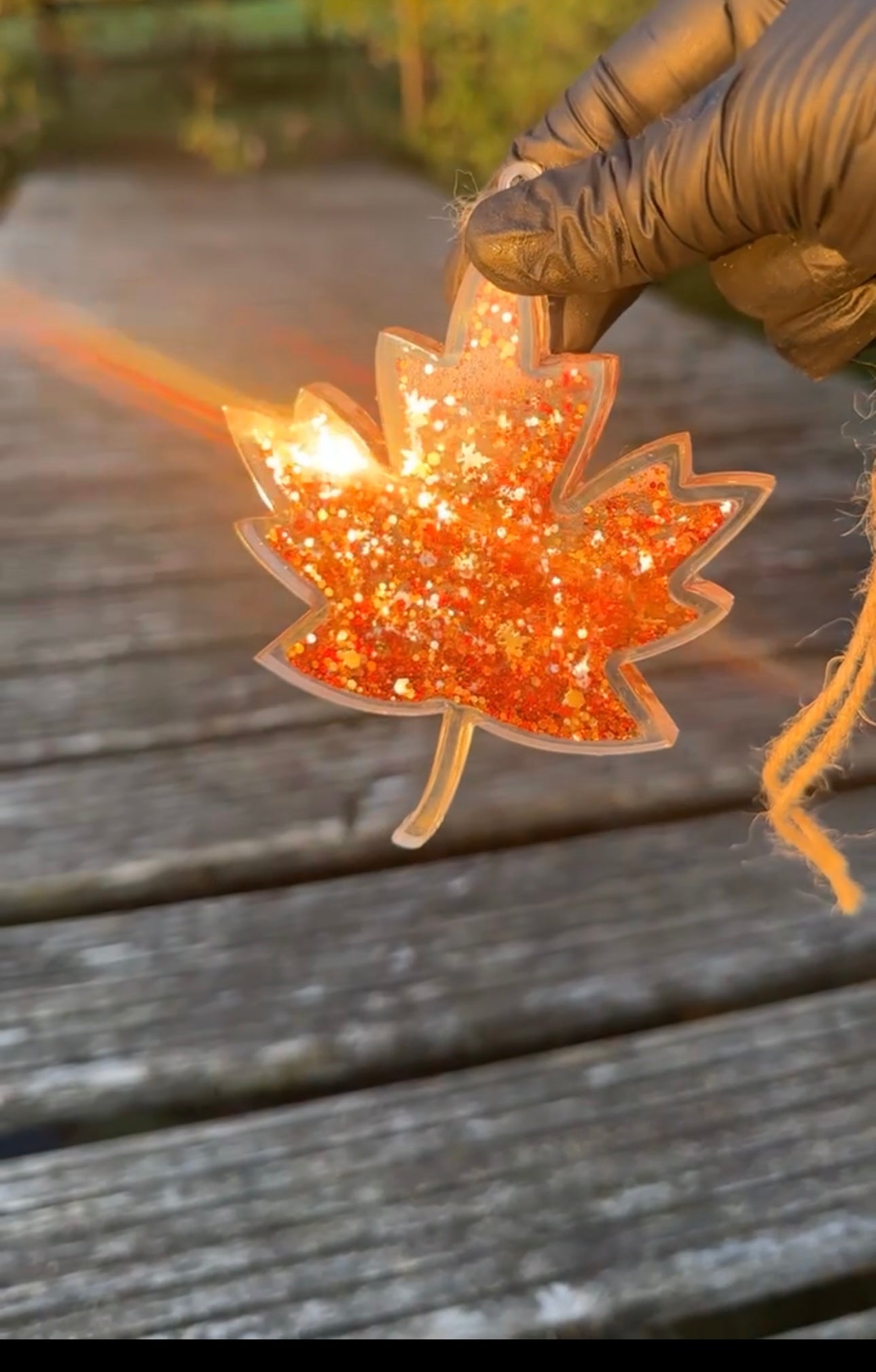 Acrylic Maple Leaf Snowglobe Ornament