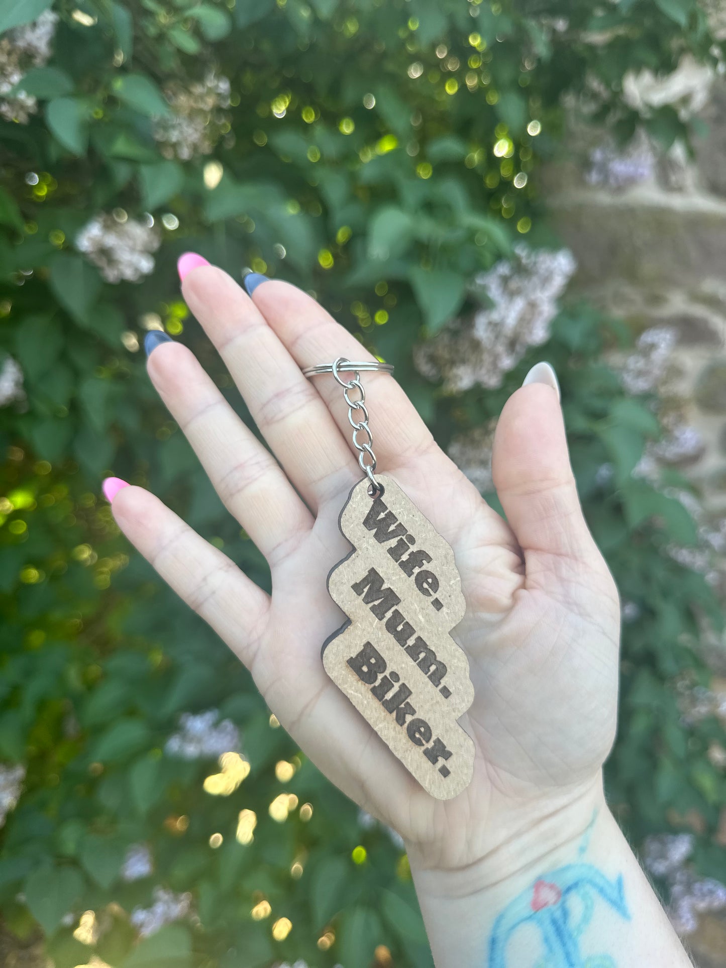 Wife. Mum. Biker. Keychain - Keyring