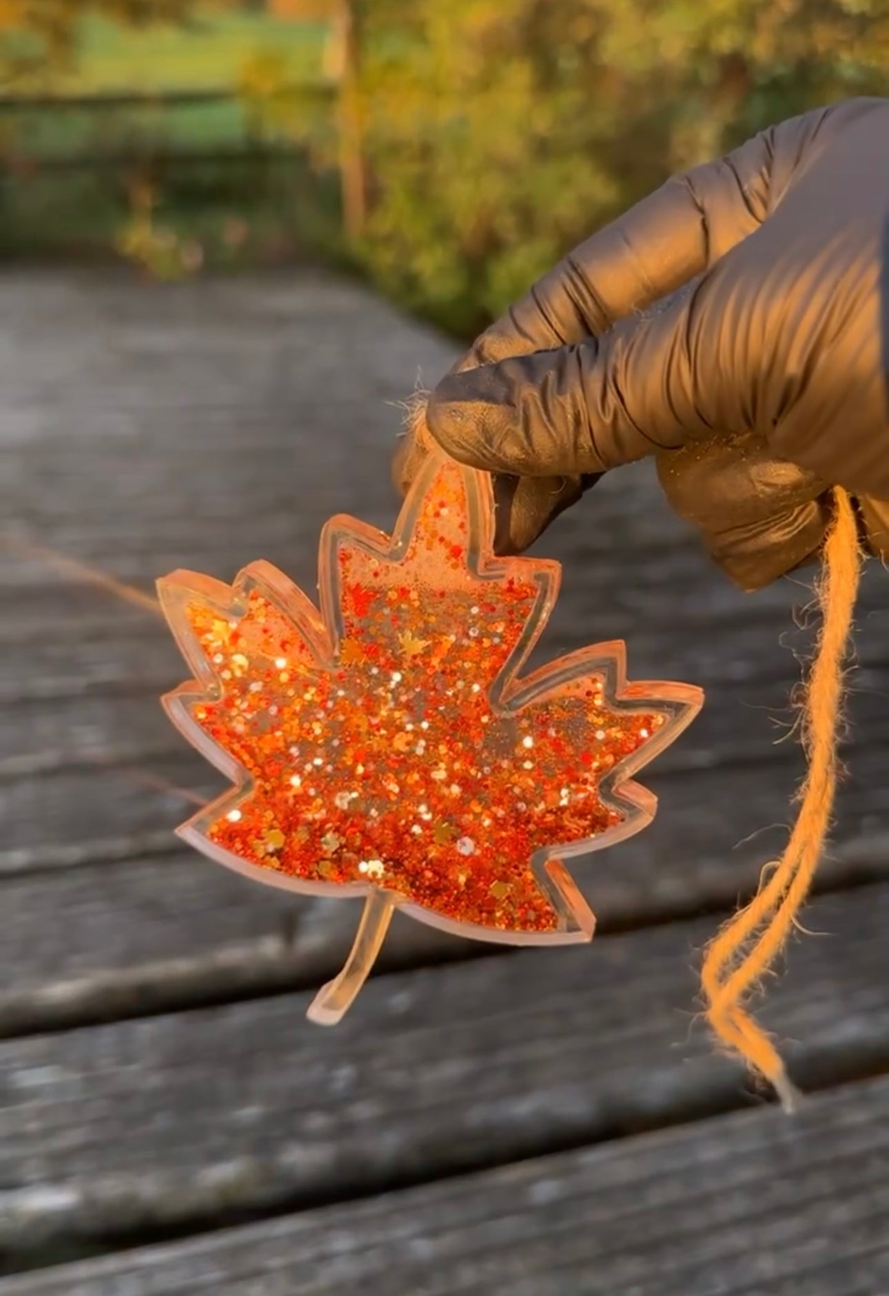 Acrylic Maple Leaf Snowglobe Ornament