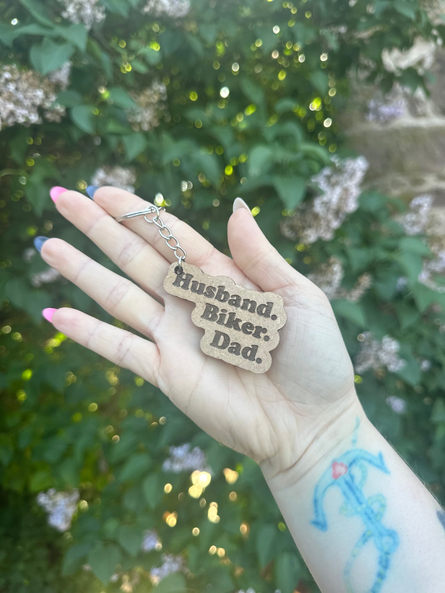 Husband. Biker. Dad. Keychain