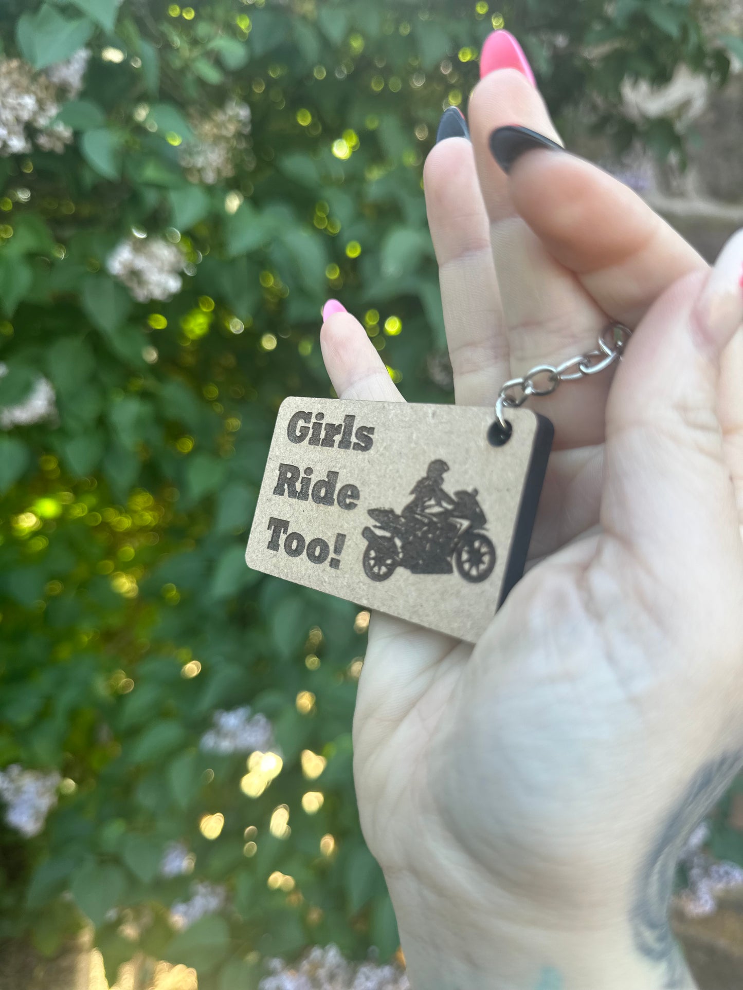 Girls Ride Too Keyring - Keychain