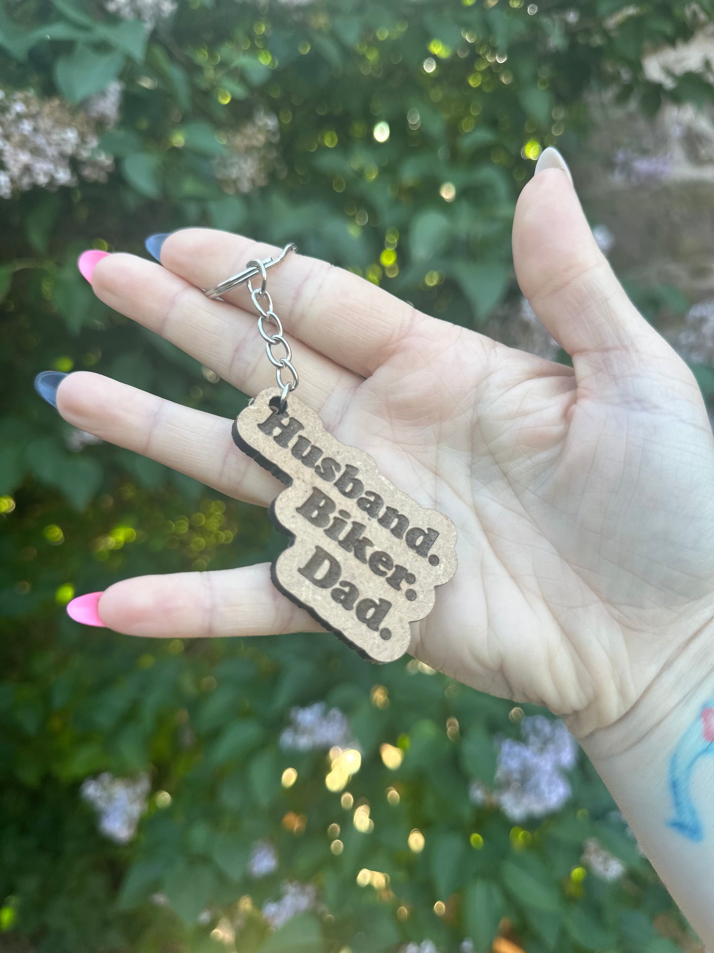 Husband. Biker. Dad. Keychain