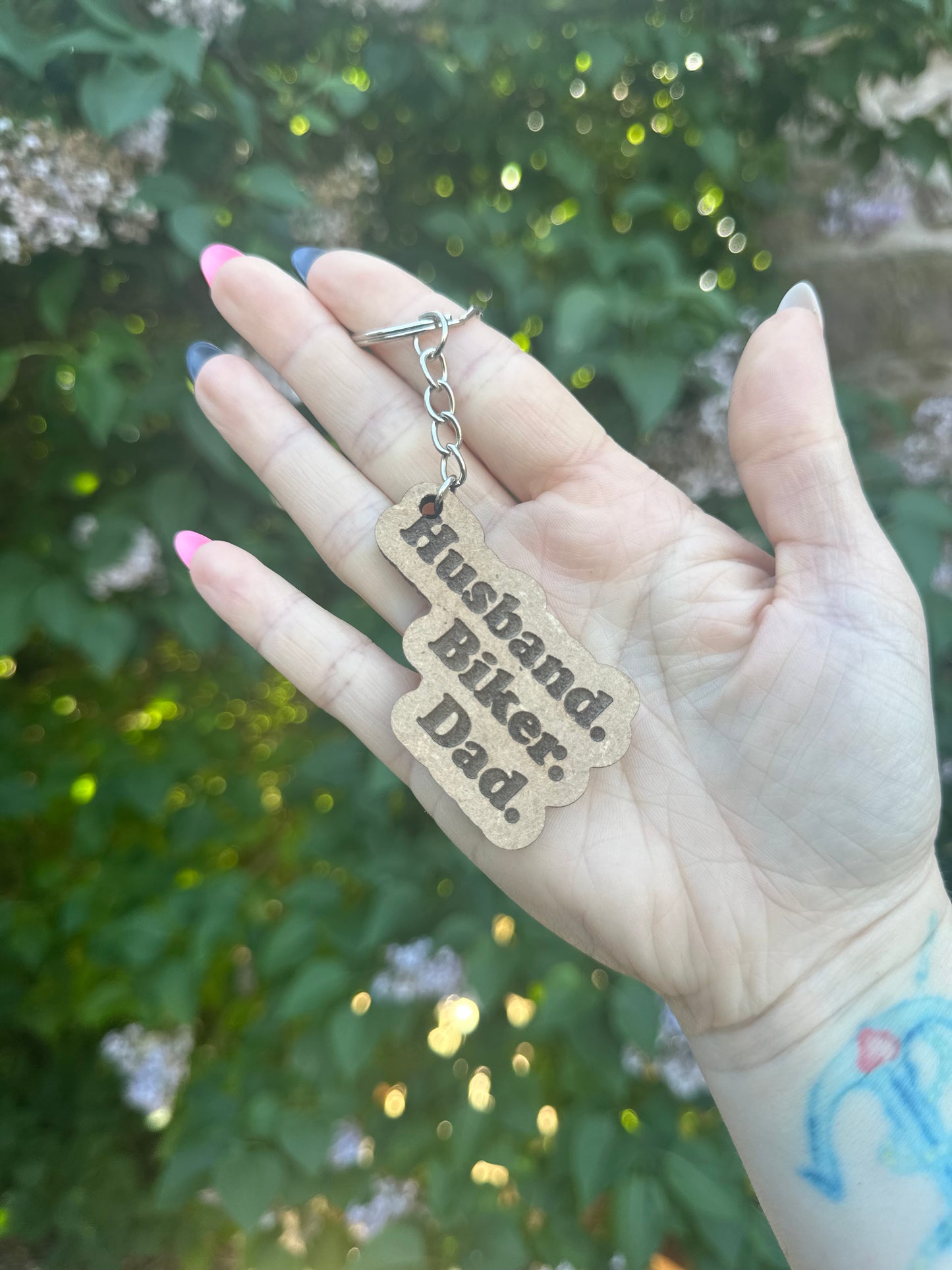 Husband. Biker. Dad. Keychain