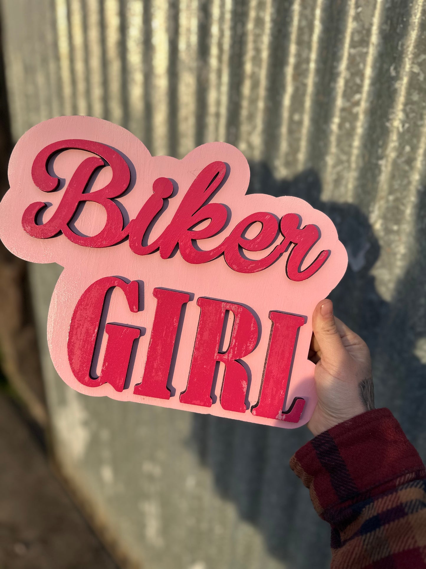 Biker Girl Sign (Empowered Women Riders) Distressed