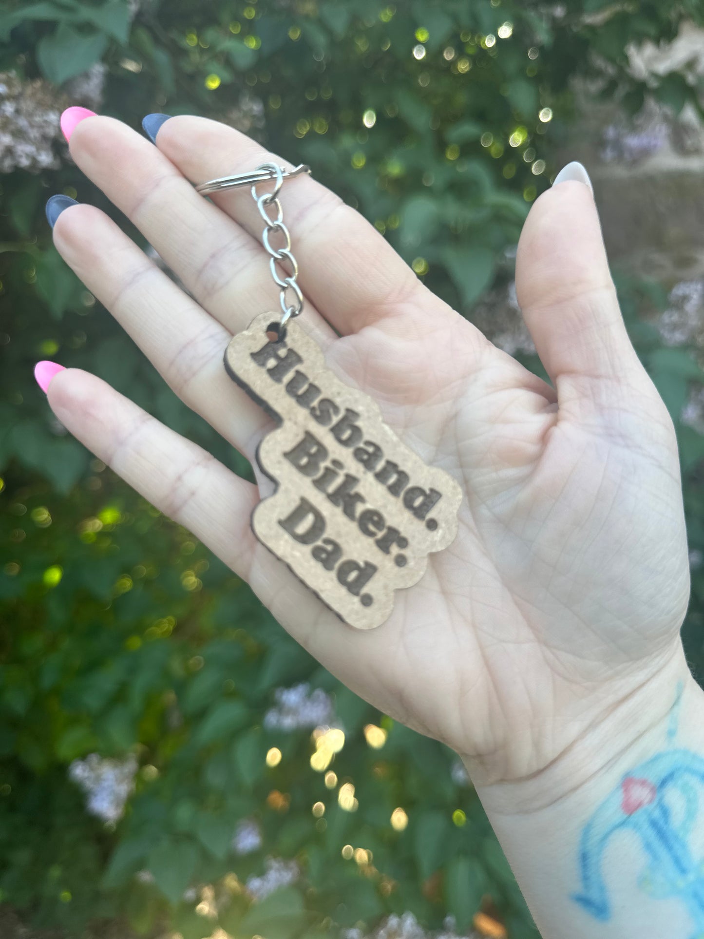 Husband. Biker. Dad. Keychain