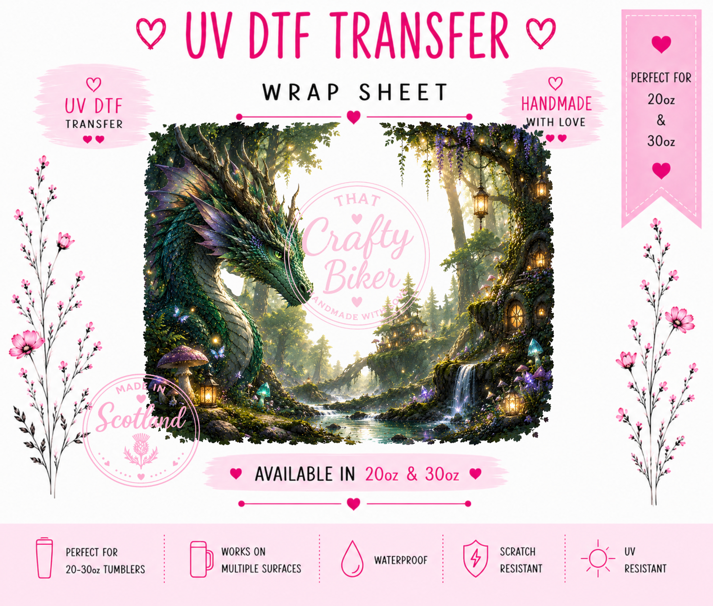Nature Dragon UVDTF Tumbler Wrap