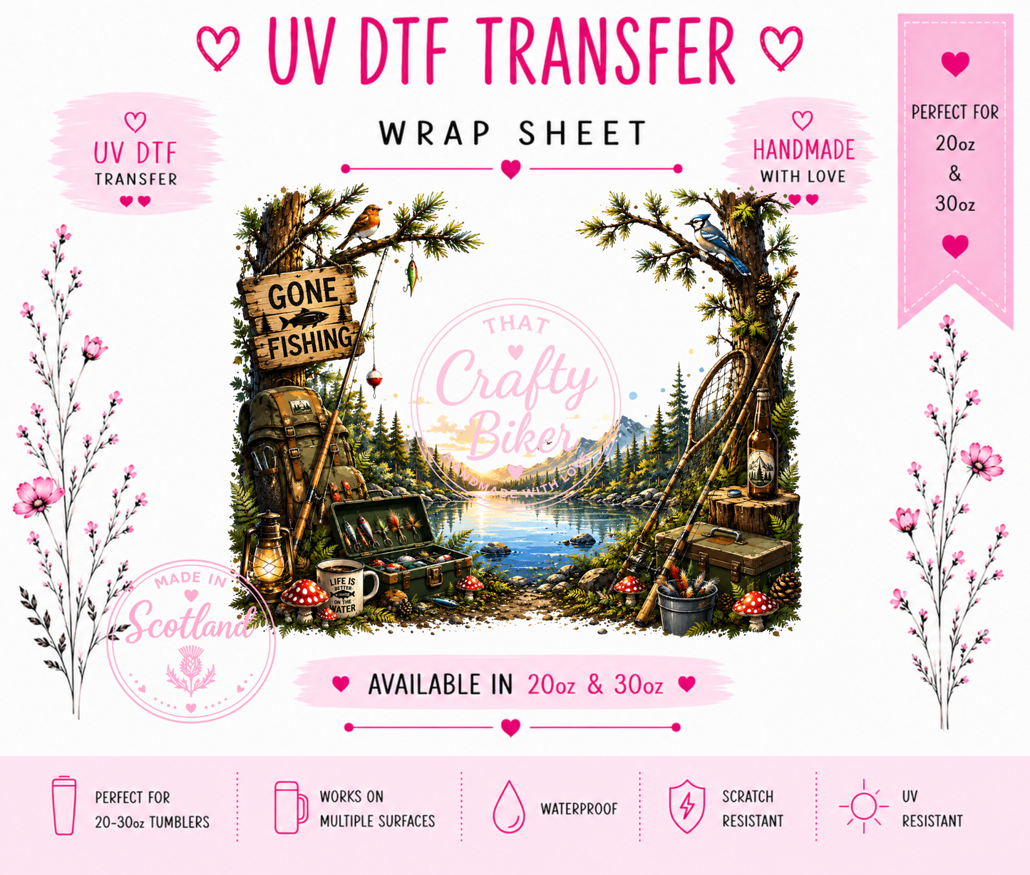 Gone Fishing UVDTF Tumbler Wrap