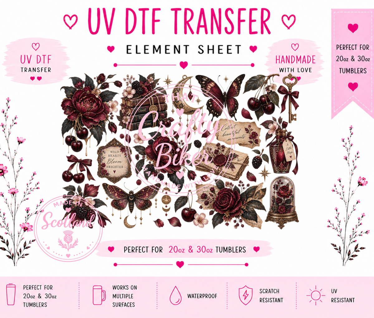 Wild Hearts Bloom Brighter UVDTF Element Sheet