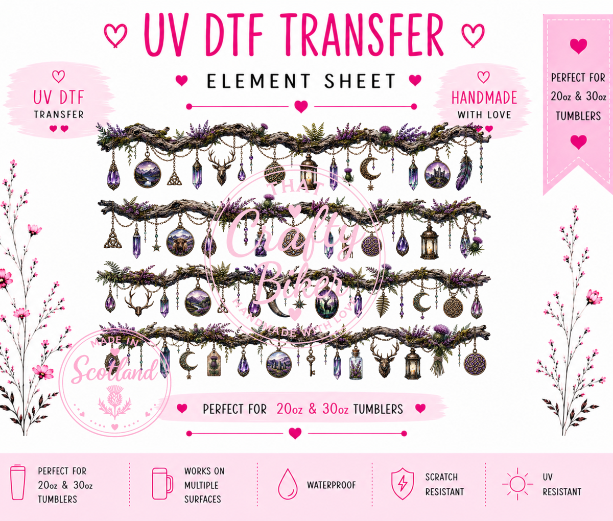 Aurora Danglies UVDTF Element Sheet