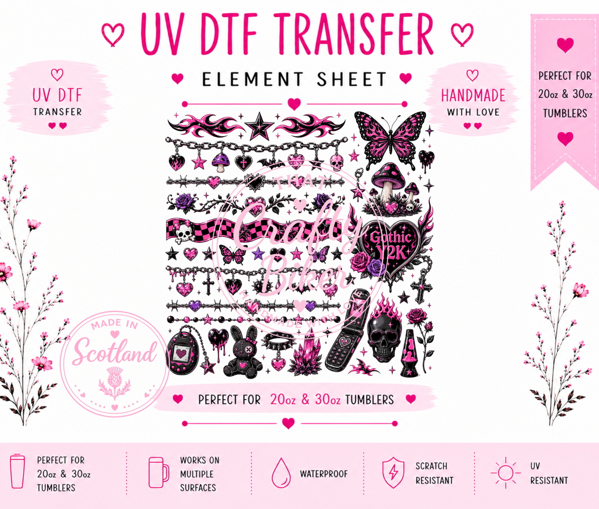 Gothic Y2K UVDTF Element Sheet