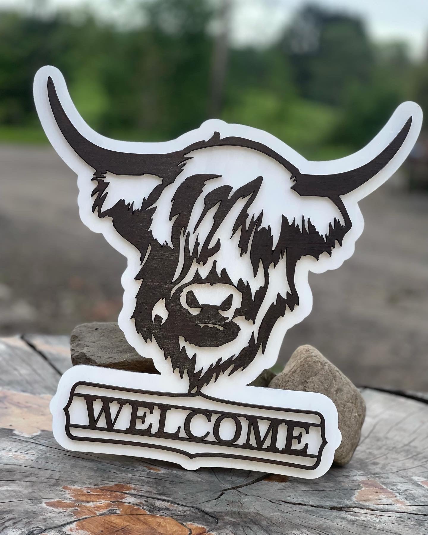 Custom Highland Cow Welcome Sign