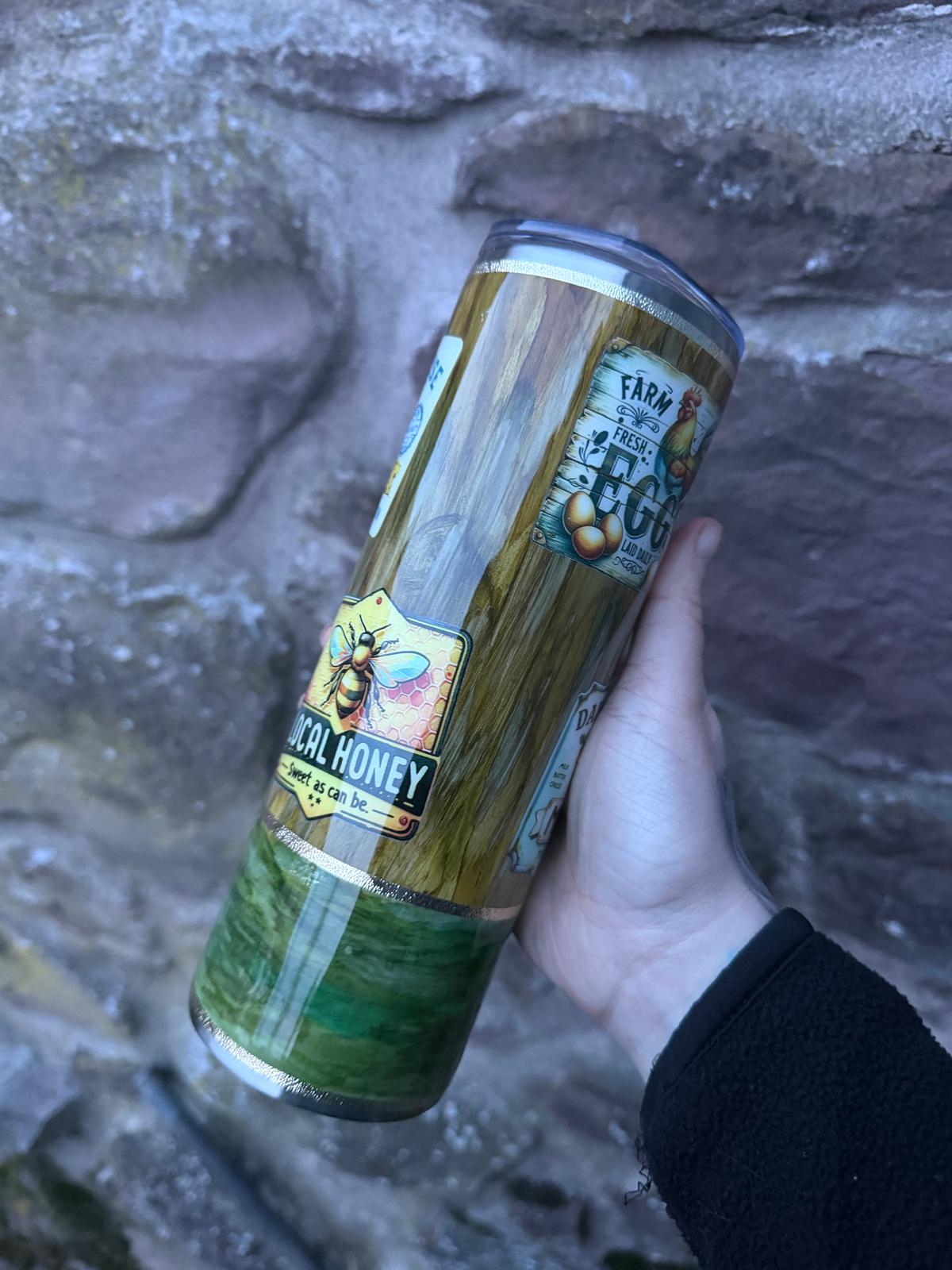 Retro Signage Wood Grain Tumbler 20oz Stainless Steel