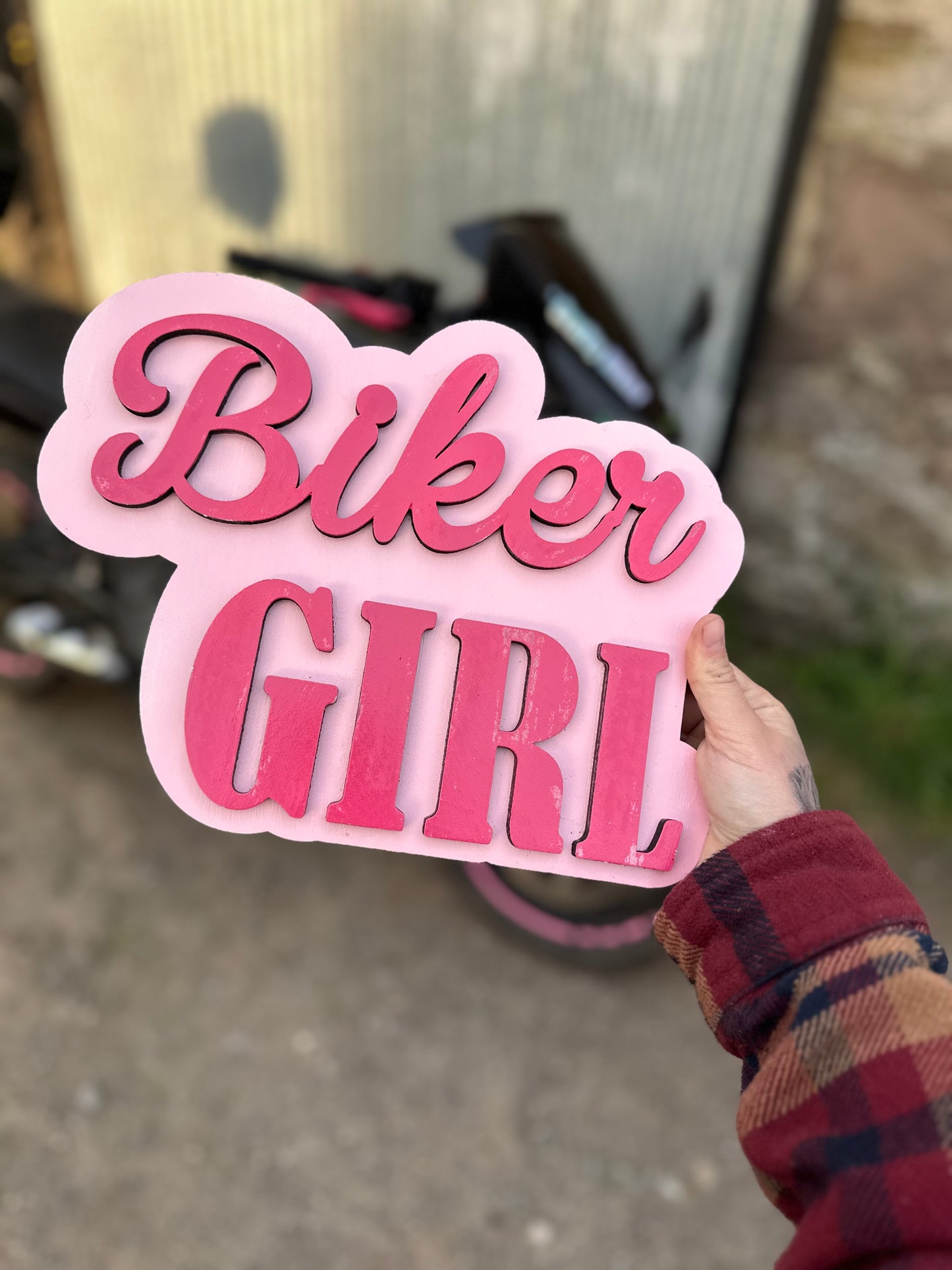 Biker Girl Sign (Empowered Women Riders) Distressed
