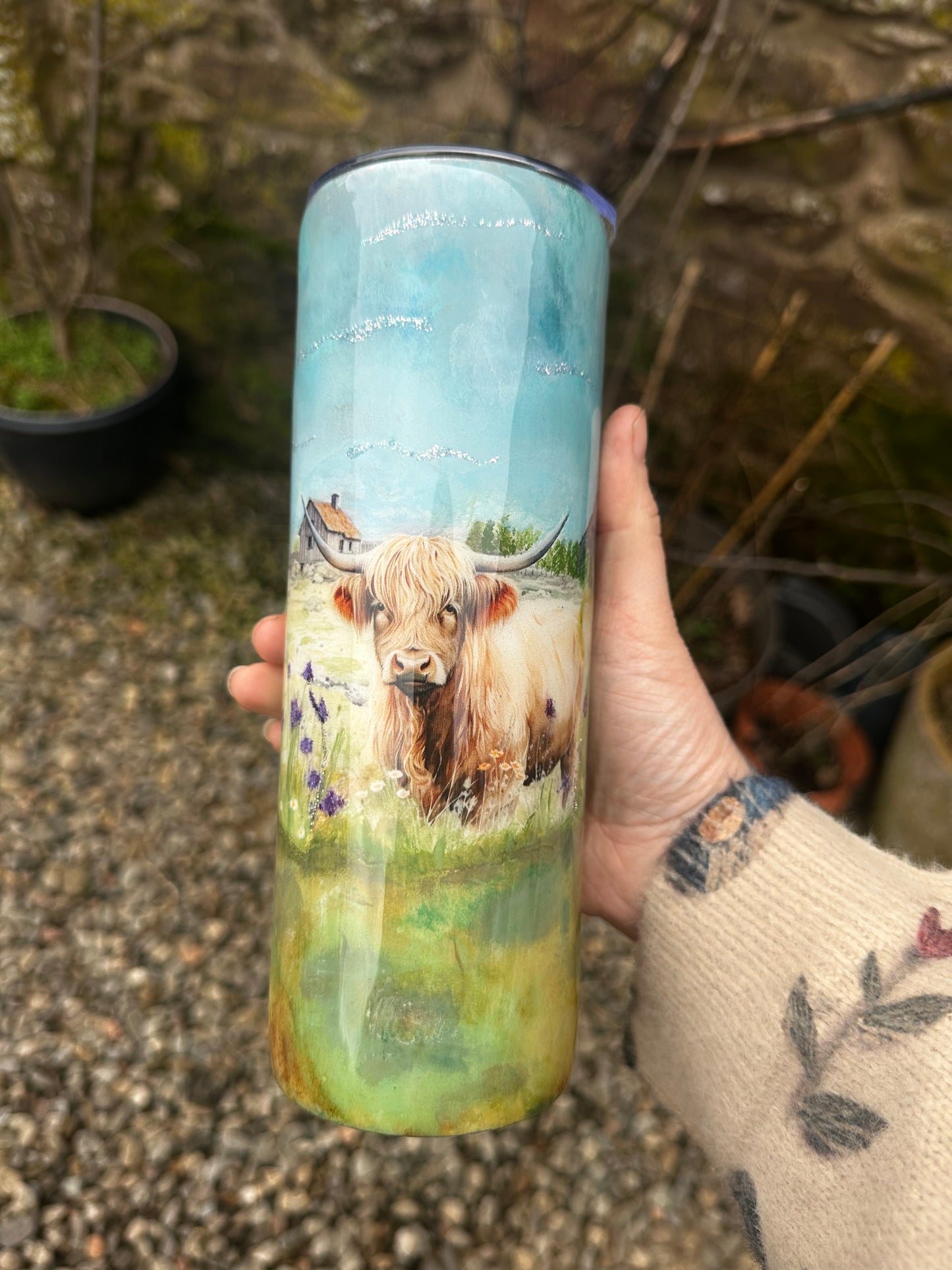 Highland Cow Decal Blend Tumbler 20oz Stainless Steel