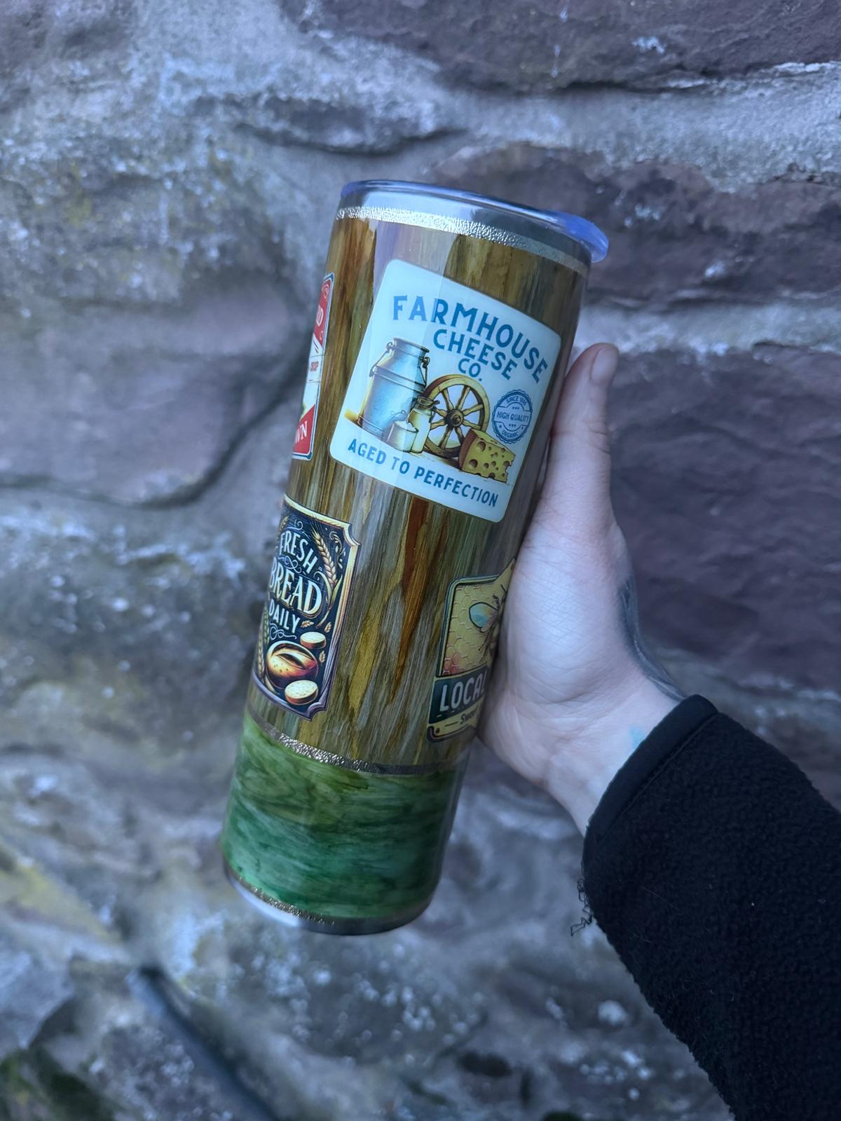 Retro Signage Wood Grain Tumbler 20oz Stainless Steel