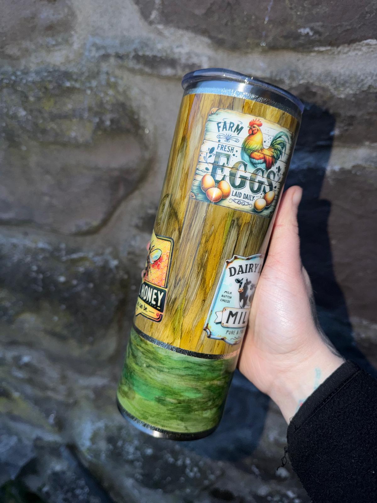 Retro Signage Wood Grain Tumbler 20oz Stainless Steel