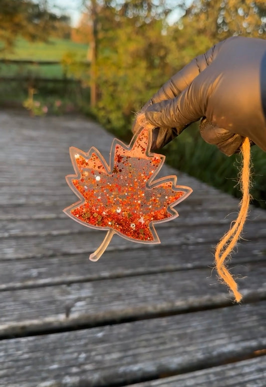 Acrylic Maple Leaf Snowglobe Ornament
