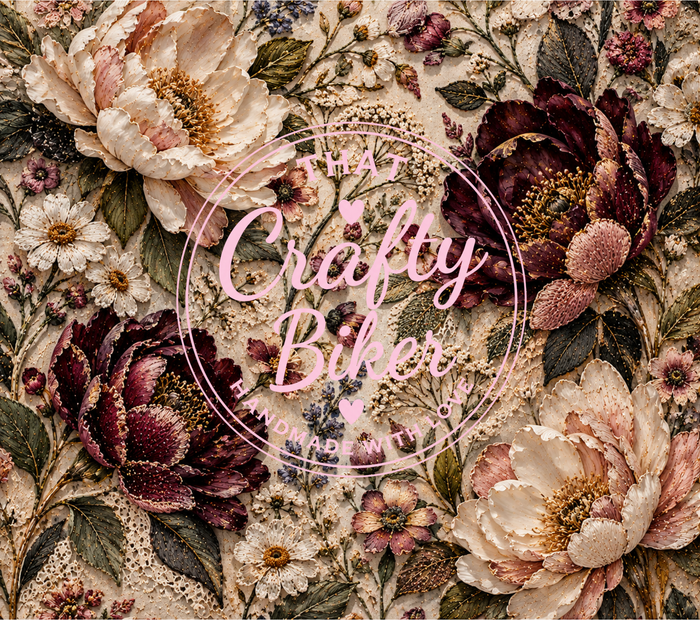 Embroidered Peonies Printed Vinyl