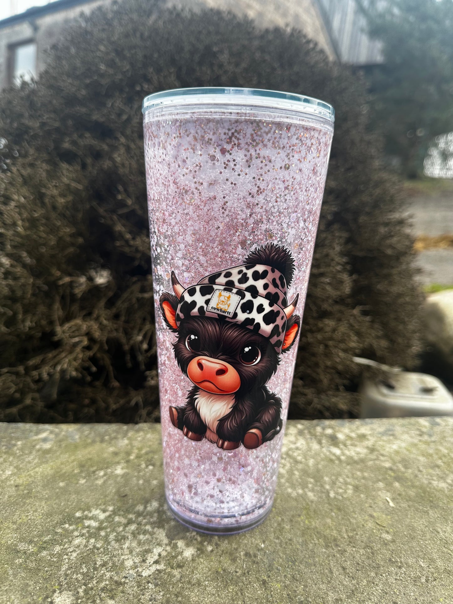 Cowharrt Baby Highland Cow Snowglobe Tumbler 24oz