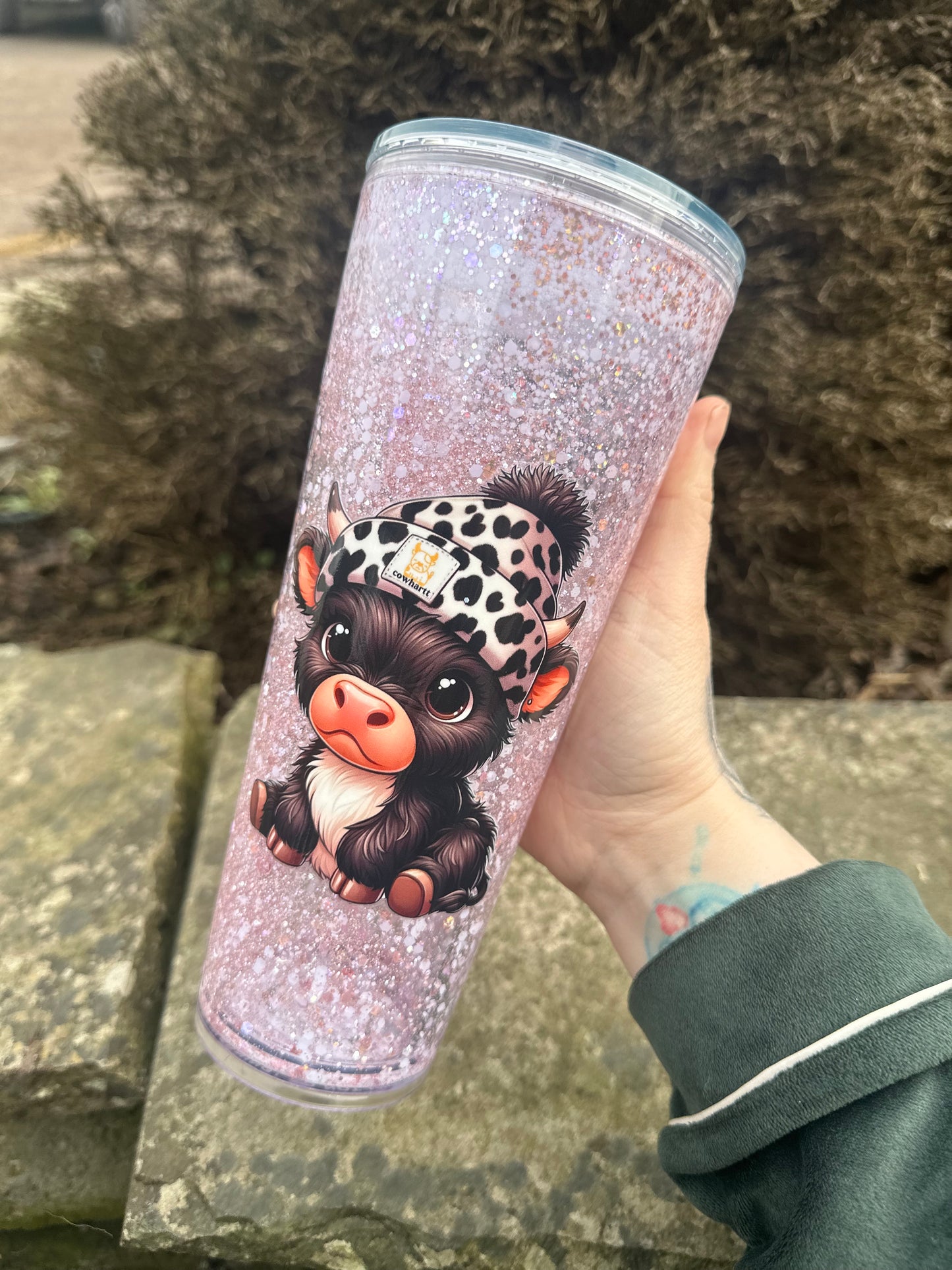 Cowharrt Baby Highland Cow Snowglobe Tumbler 24oz