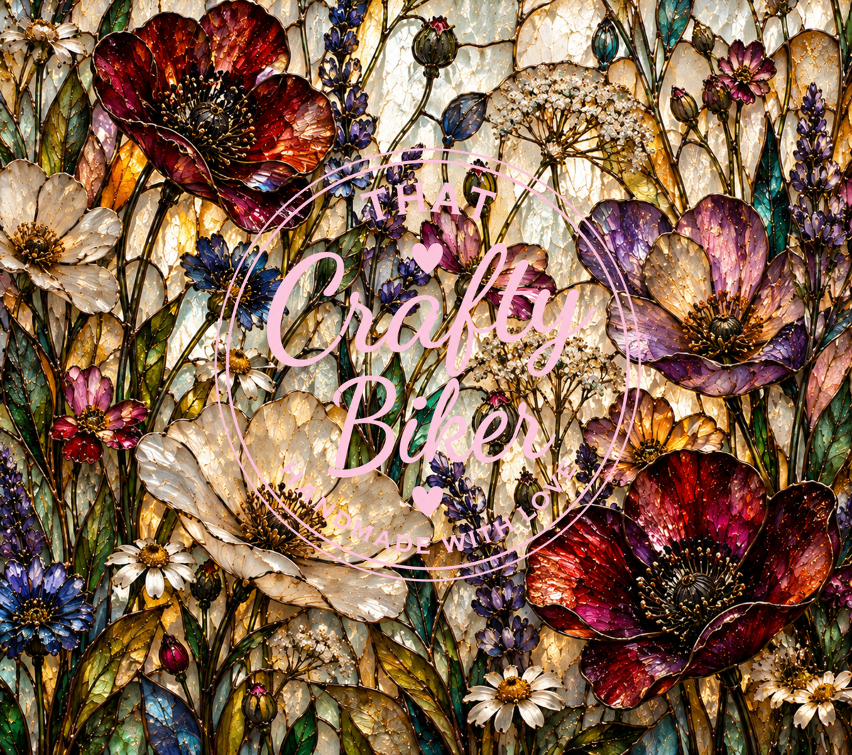Stained Glass Floral Printed Vinyl