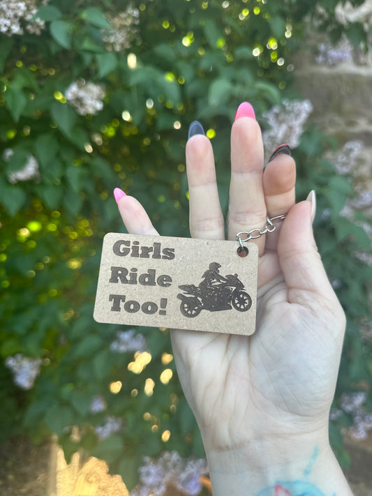 Girls Ride Too Keyring - Keychain