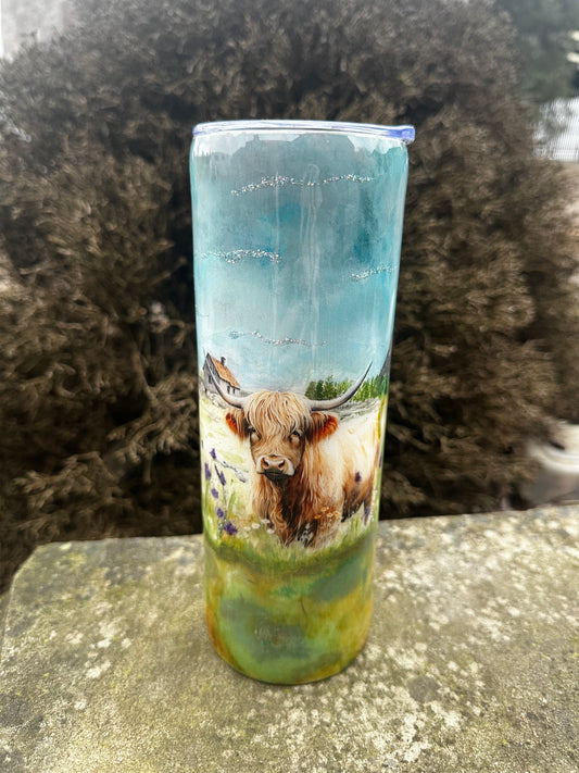 Highland Cow Decal Blend Tumbler 20oz Stainless Steel