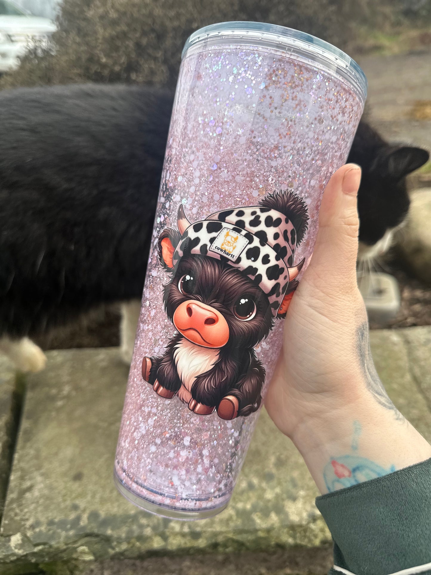 Cowharrt Baby Highland Cow Snowglobe Tumbler 24oz