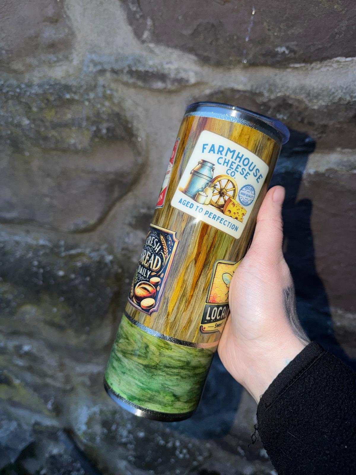 Retro Signage Wood Grain Tumbler 20oz Stainless Steel