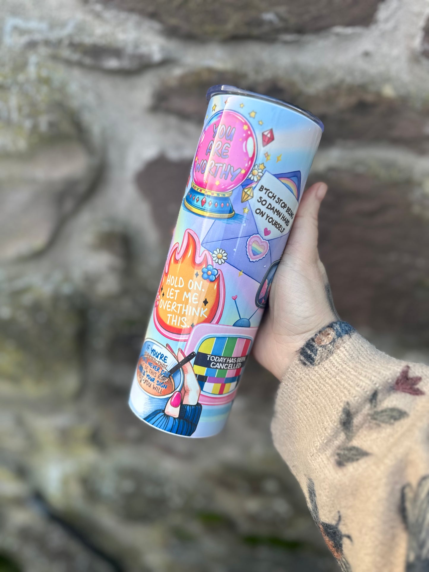 Chaotic Affirmations 20oz Tumbler, Funny Self-Care & Mental Health Quote Cup