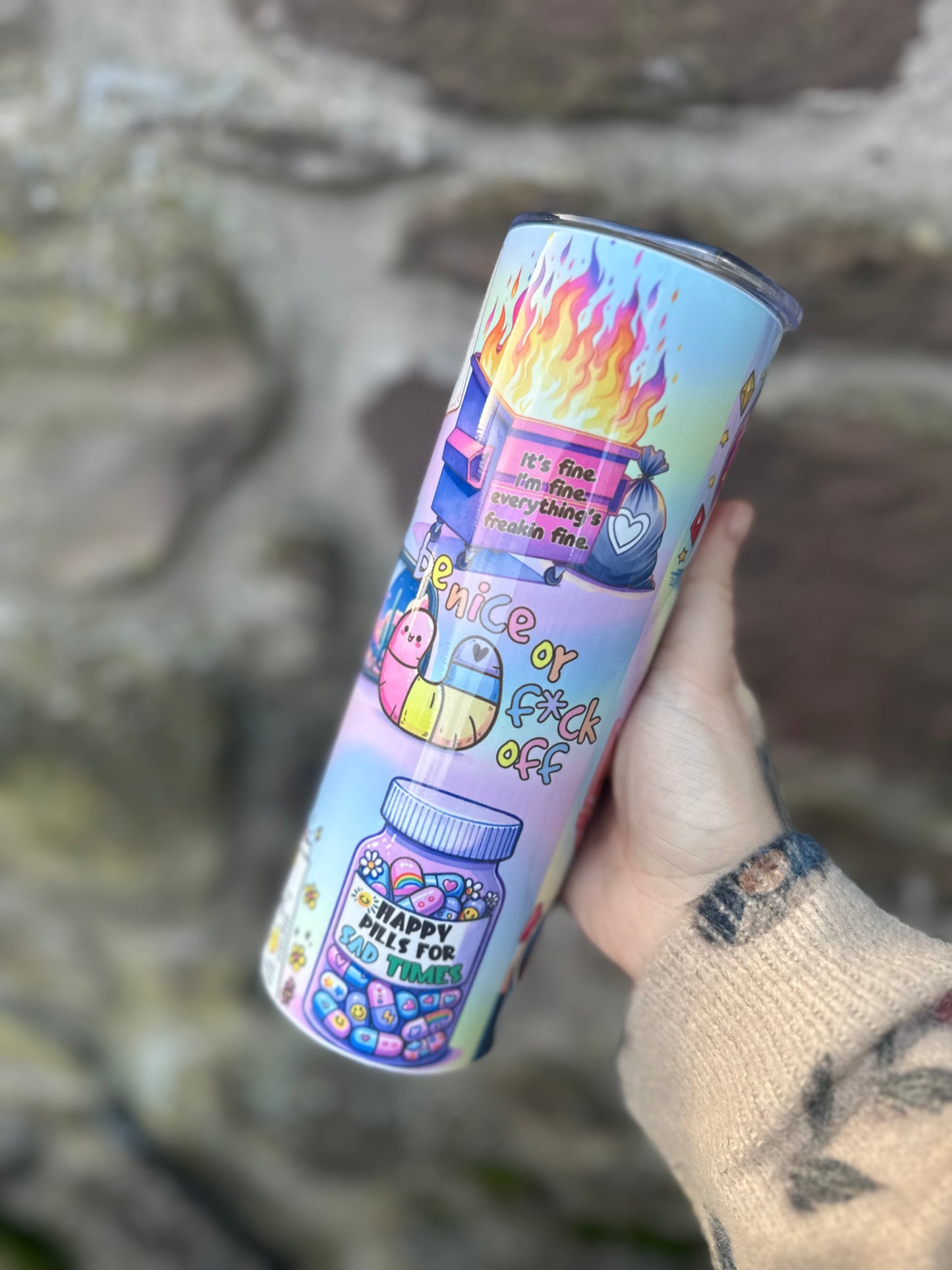 Chaotic Affirmations 20oz Tumbler, Funny Self-Care & Mental Health Quote Cup