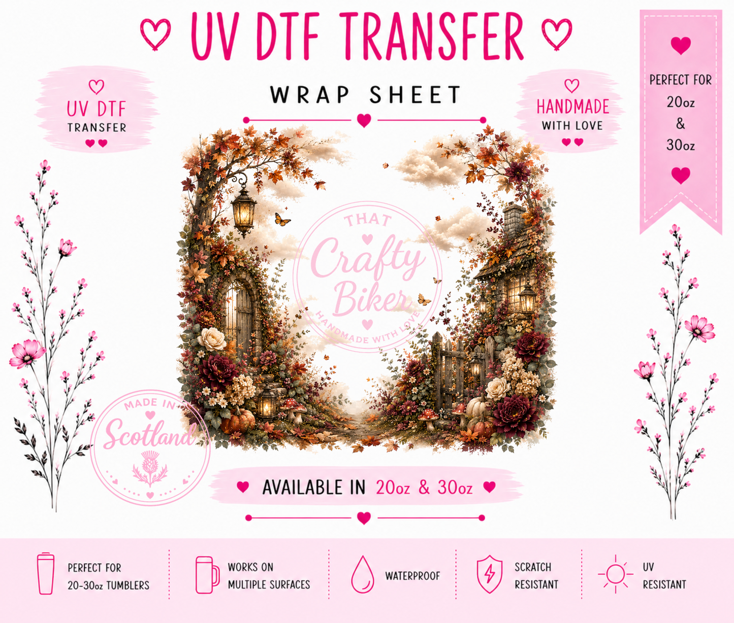 A Burgundy Autumn UVDTF Tumbler Wrap