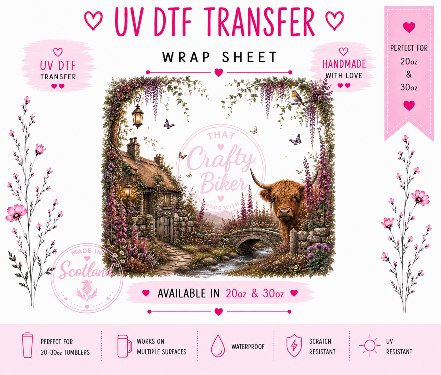 Highland Country UVDTF Tumbler Wrap