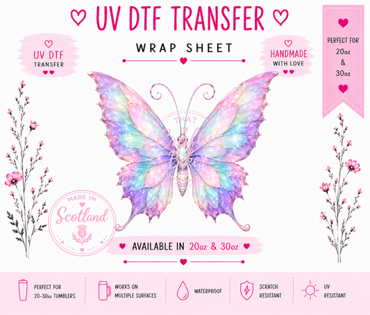Pearlescent Butterfly UVDTF Tumbler Wrap