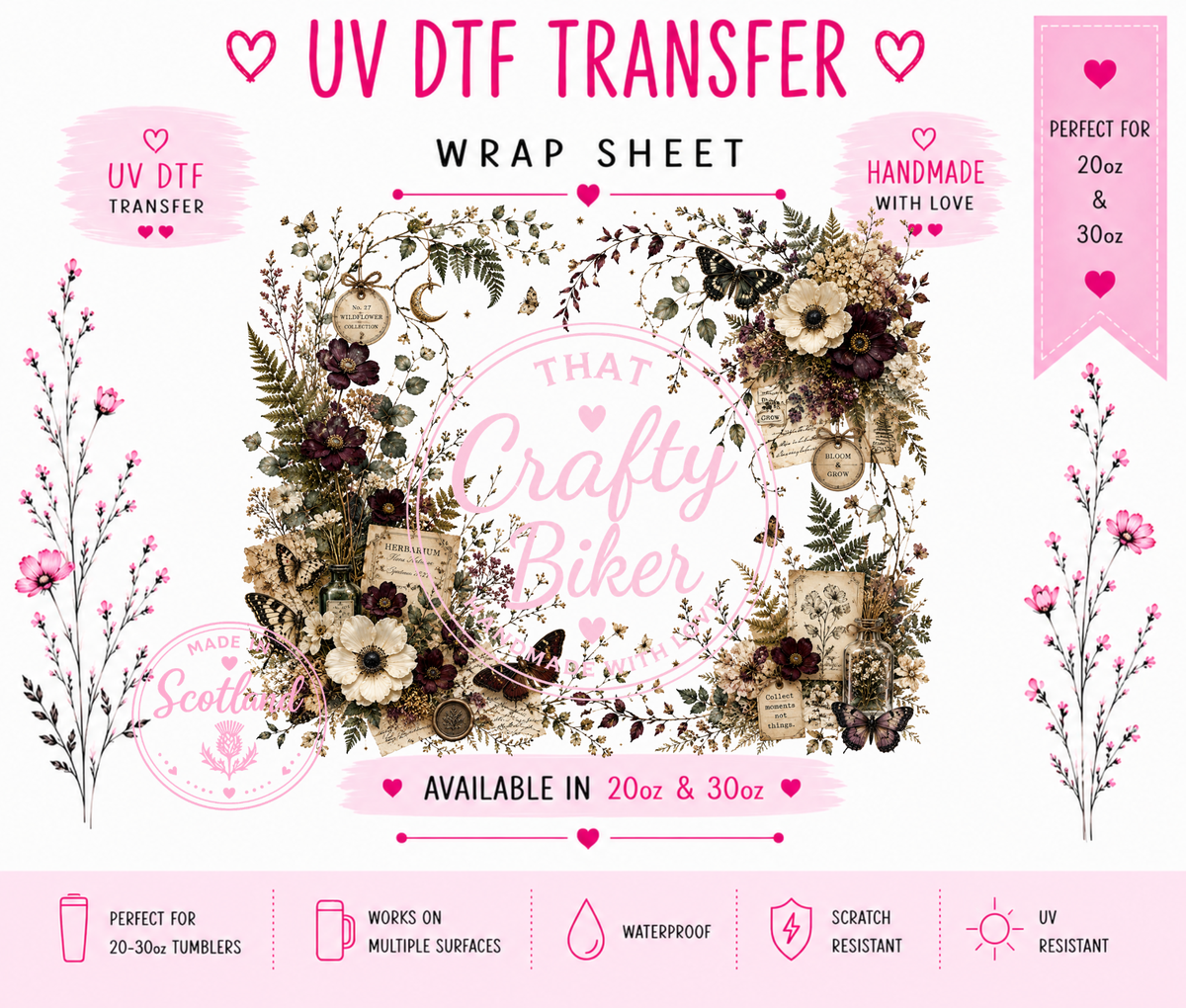 Vintage Florals Tumbler Wrap
