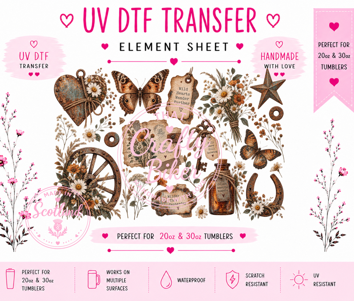 Wild Hearts Wander UVDTF Element Sheet