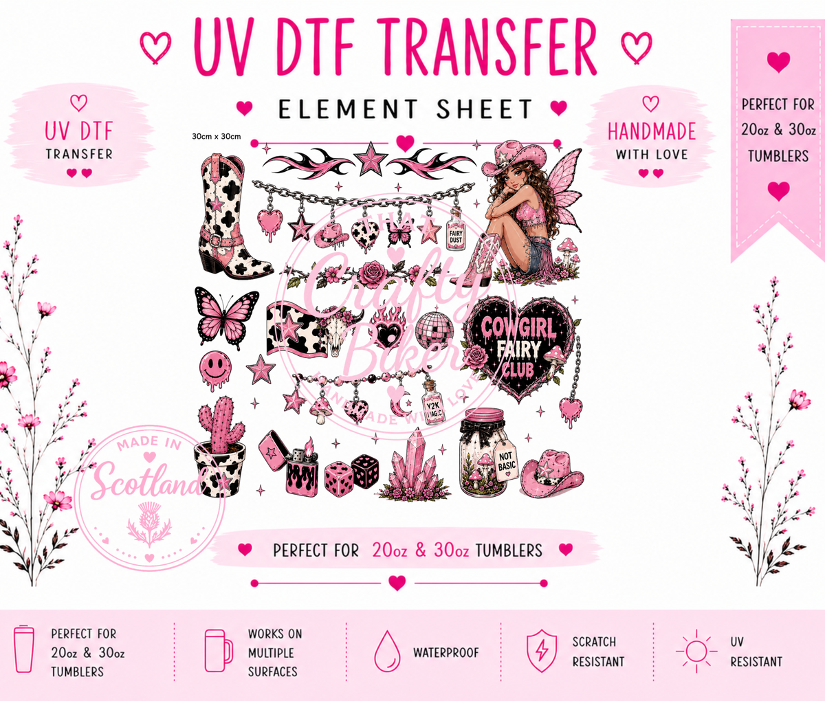 Cowgirl Fairy Club UVDTF Element Sheet