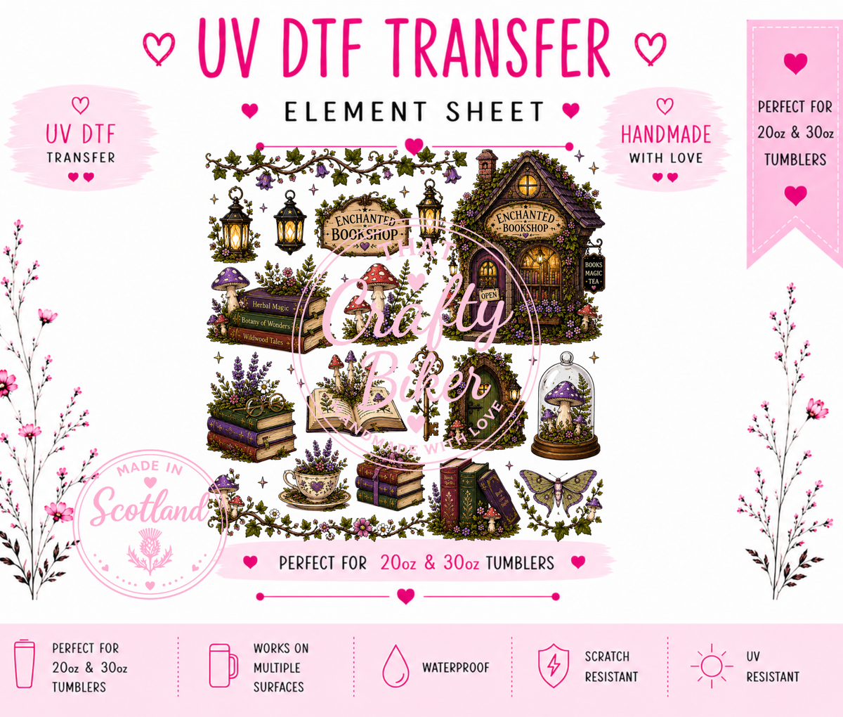 Enchanted Bookshop UVDTF Element Sheet